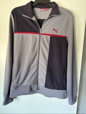 Men’s Puma Gray, Navy & Red Full-Zip Track Jacket Size M
